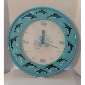 11" Dolphin Wall Clock Ocean Sea Lover Clock moving bubbles Beach house decor